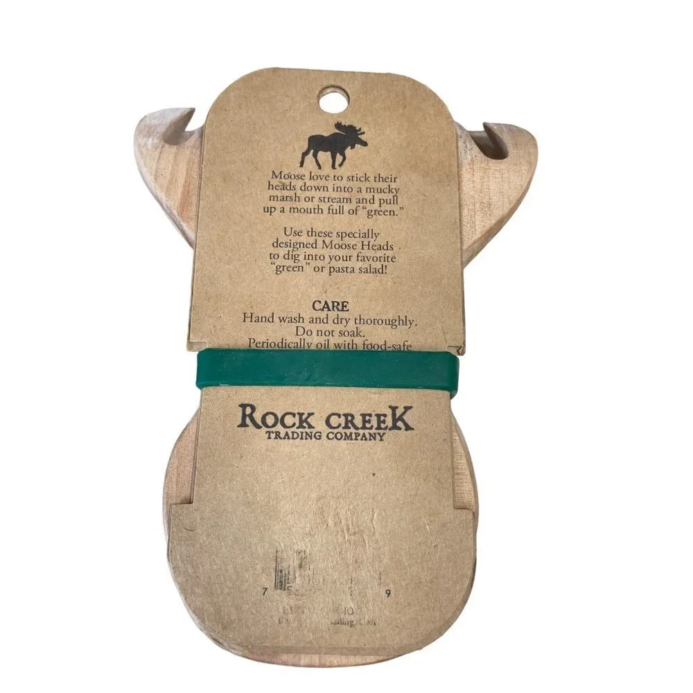 Moosing Around HAND CRAFTED WOODEN MOOSE HEAD PASTA &‎ SALAD SERVER ALASKA